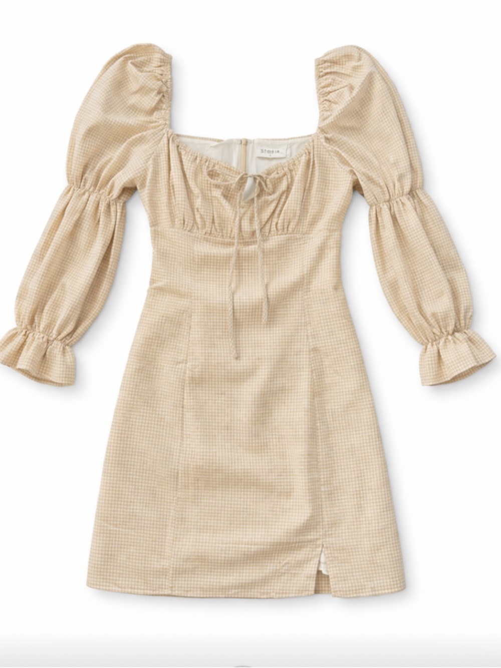 Storia Gingham Puff Sleeve Mini Dress NWT